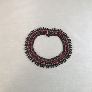 1970s Black and red beaded necklace