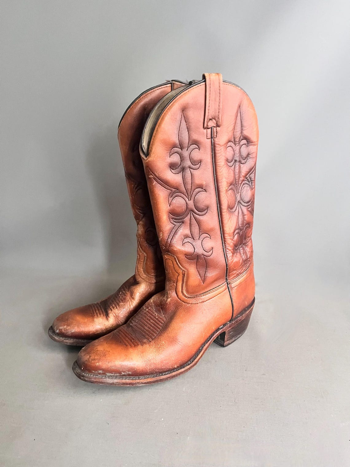 Tan Leather Cowboy Boots, Western Style, Size 10 D (US) / 8 (UK), foto 1 de 5