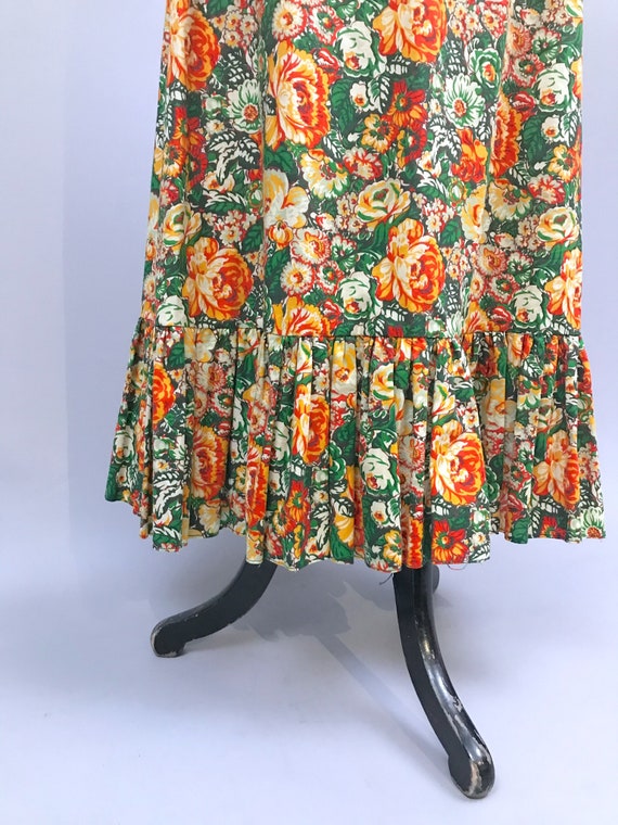 1970s handmade floral print cotton maxi skirt, ne… - image 3