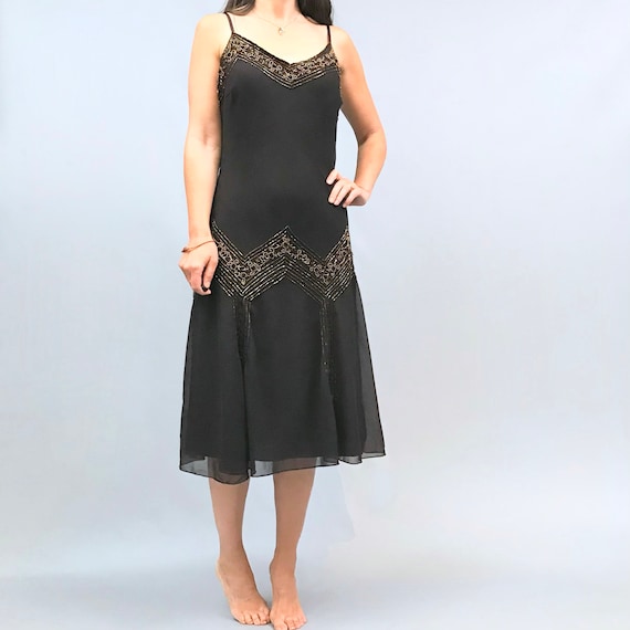 1980s does 1920s style flapper dress in chocolate… - image 1