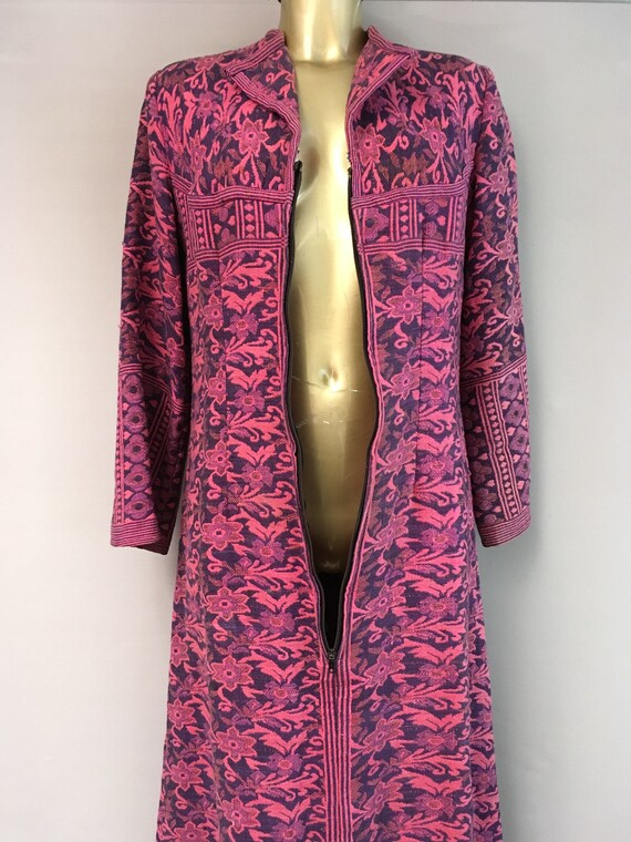 1970s pink handwoven cotton maxi Kaftan size uk 1… - image 3