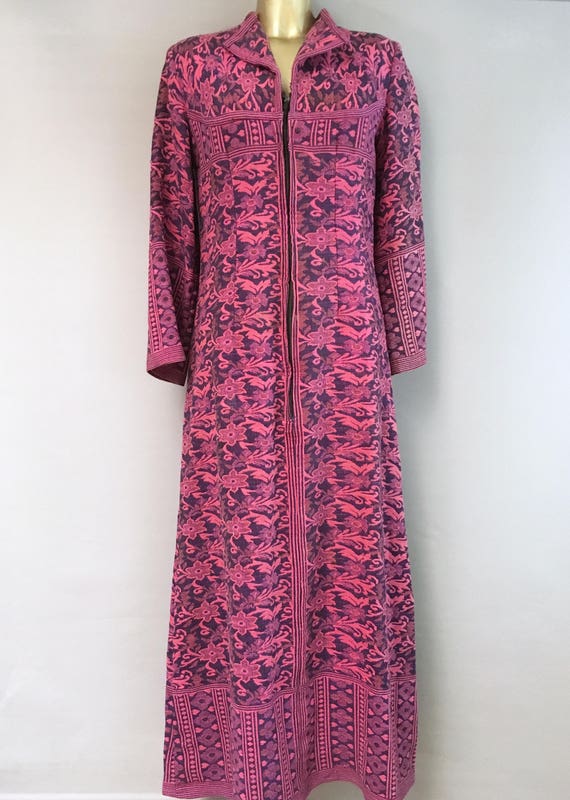 1970s pink handwoven cotton maxi Kaftan size uk 1… - image 2