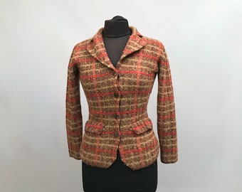 Nicole Farhi felted wool plaid blazer /jacket size 8