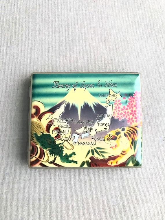 memory of japan cigarette case Beautiful 'memory of Japan and Korea' Design Enamelled Cigarette Case With  Fabric Bag / Mount Fuji Pictured