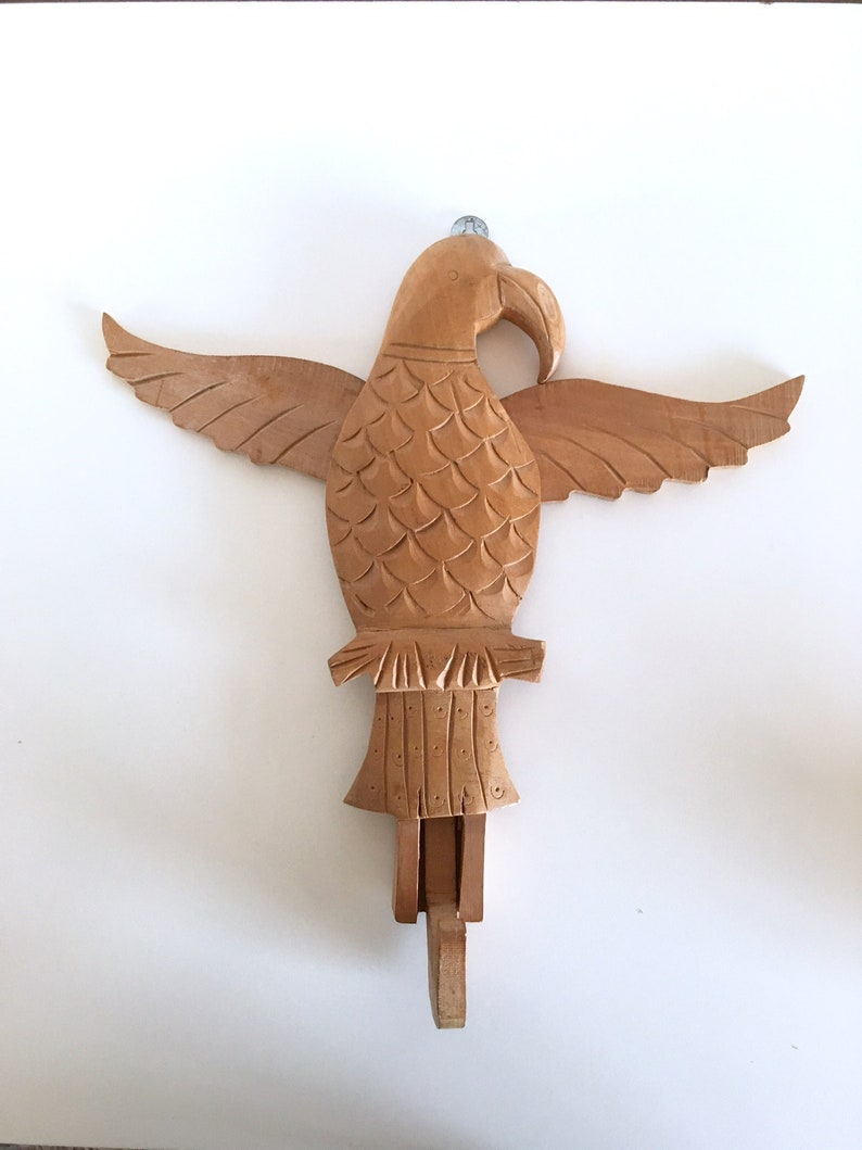 Carved wooden Eagle Bird hook with articulated wings. Wall Etsy