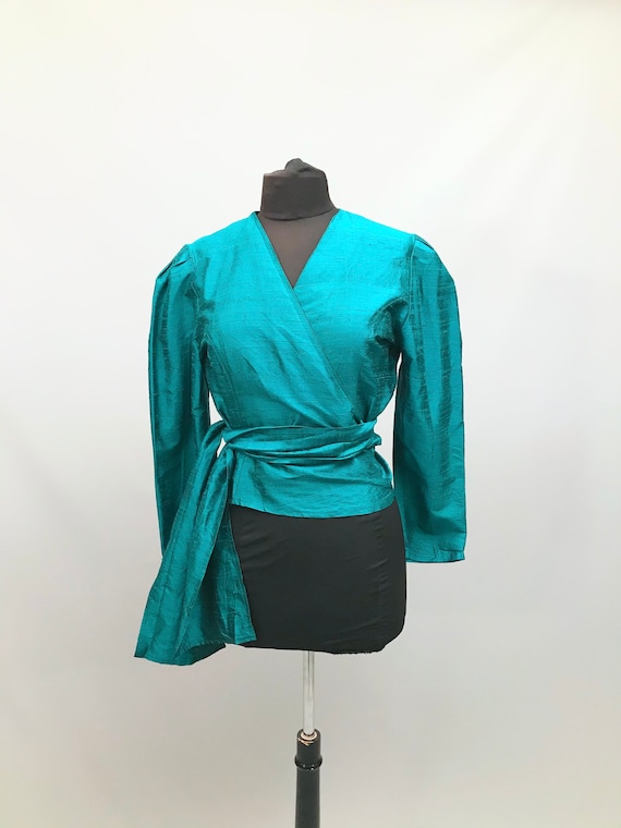 Beautiful 1980s Jade silk Vintage Viyella Blouse … - image 1