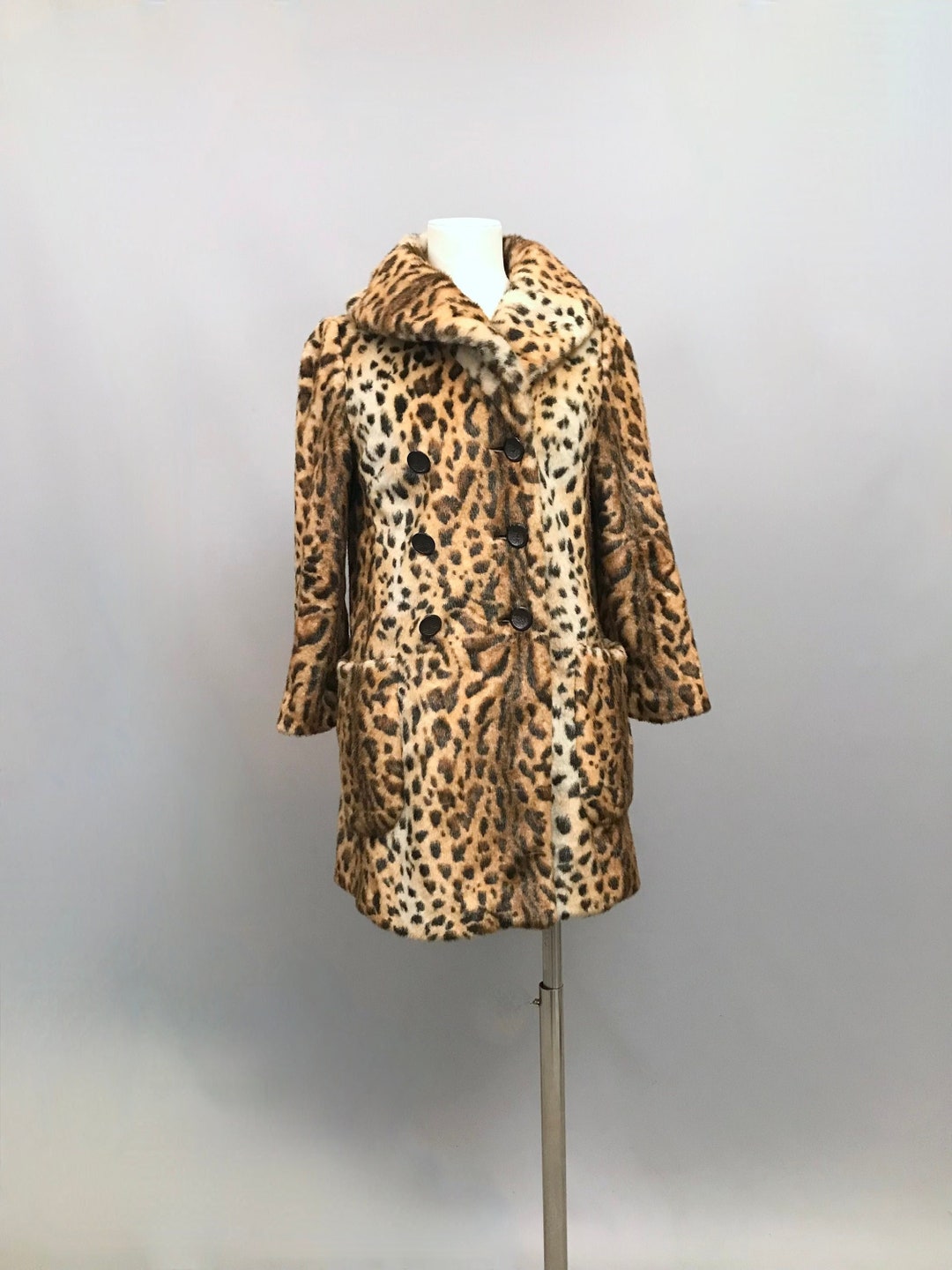 Leopard Print Faux Fur Longline Coat