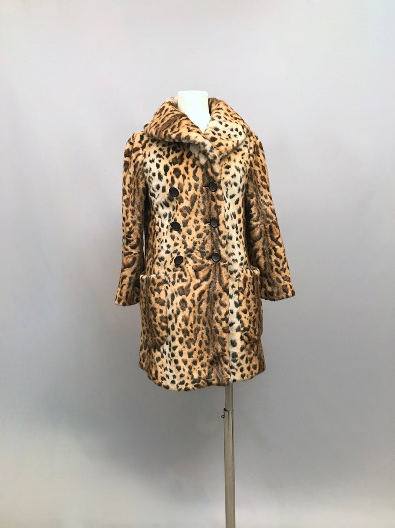 Vintage FAUX Fur leopard print coat Made by Top Shop image 1