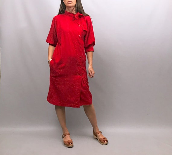 1980s vintage Jean Muir red wool dress