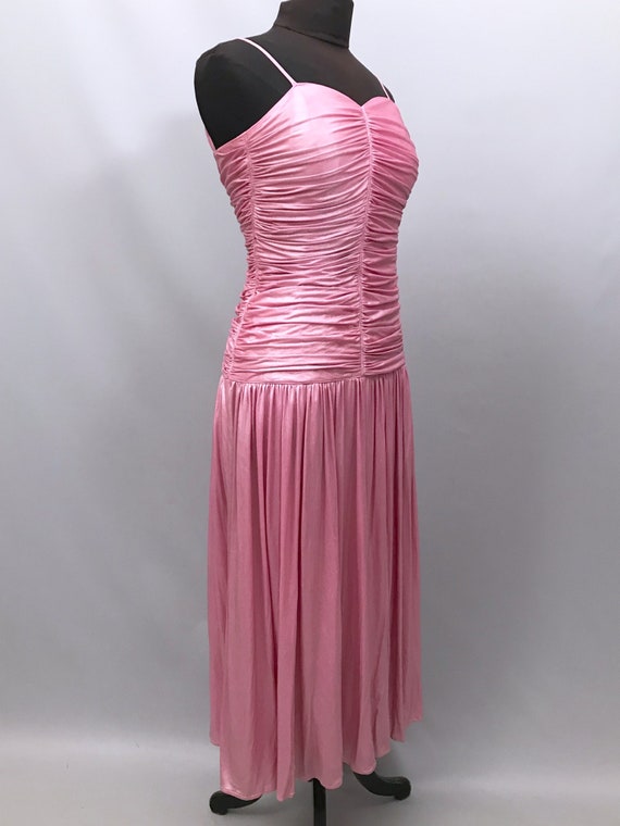 1980s shiny pink pearlescent prom dress size 10 uk - image 5