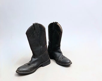 Faded black leather boots by Sancho made in Spain size 38/5 uk Biker / cowboy