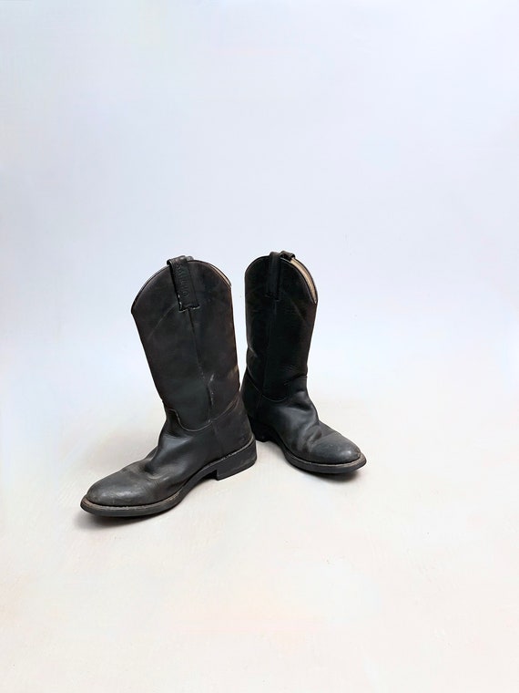 Faded black leather boots by Sancho made in Spain 