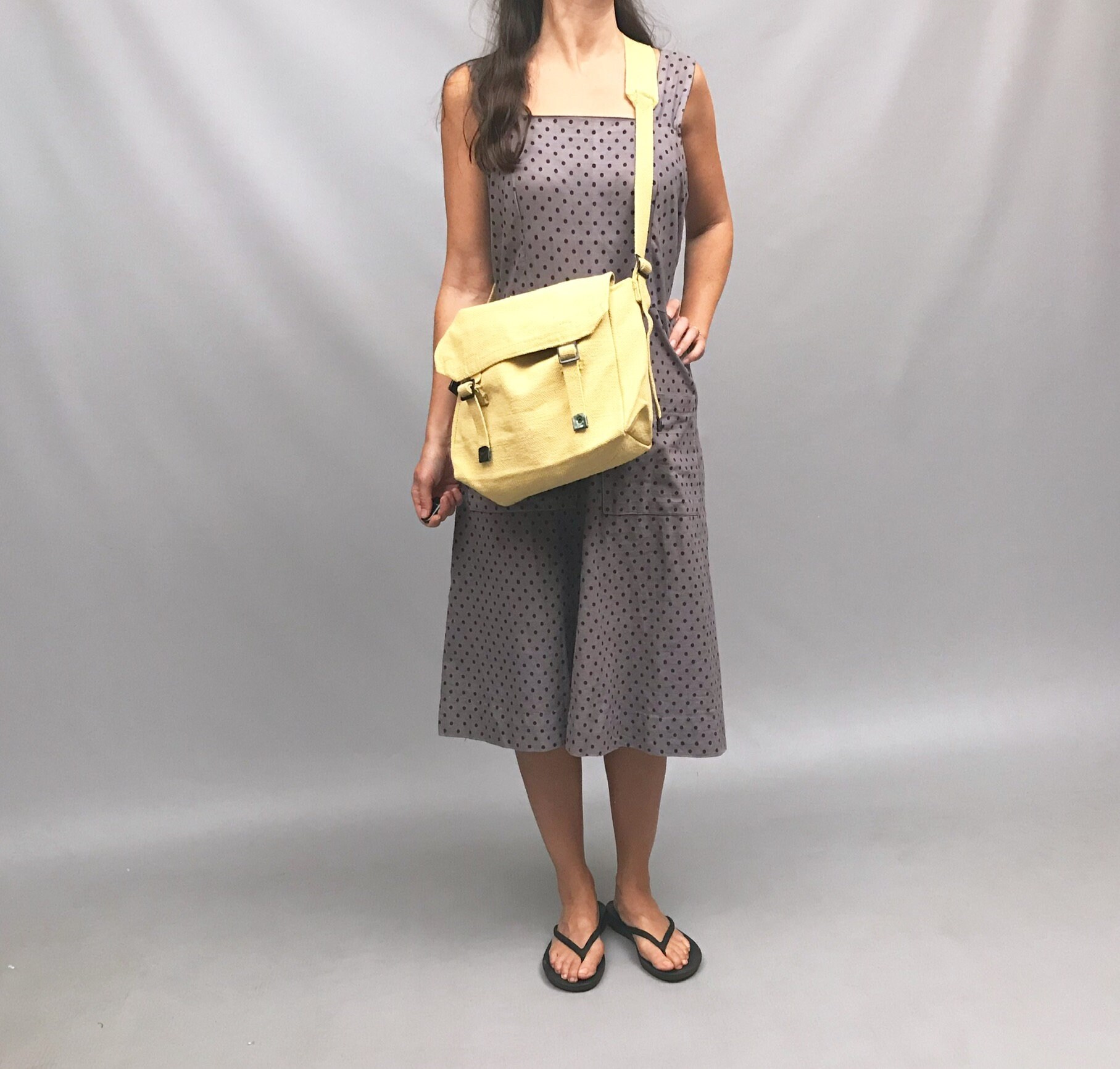 1990s Cotton Canvas Crossbody Satchel, Travel Bag , Walking 1990s Cotton Canvas Crossbody Satchel, Travel Bag , Walking