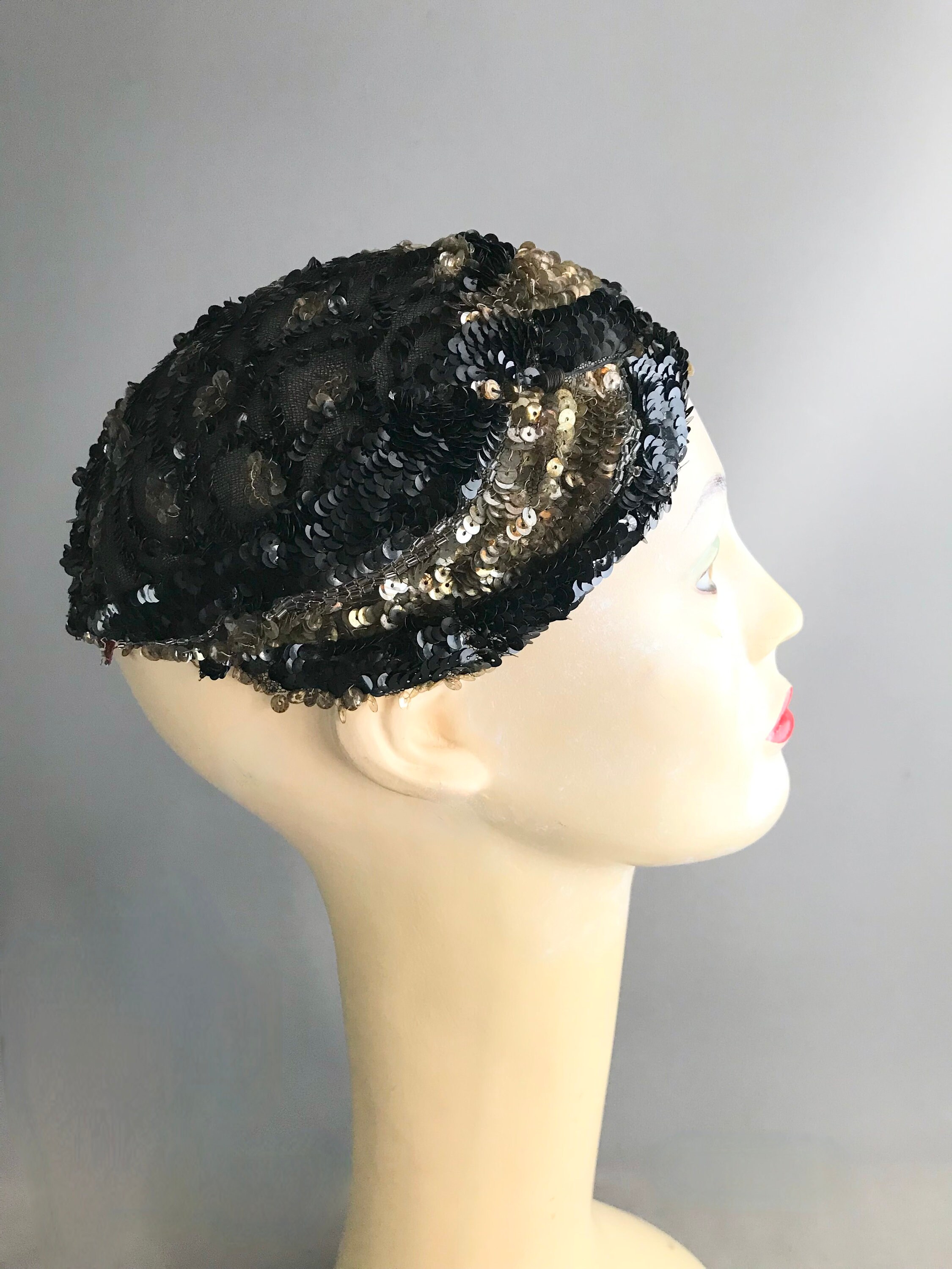 1930s Art Deco Sequin Skull Cap/ Flapper Cap / Hair Net Etsy UK