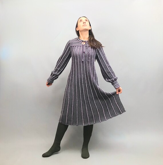Beautiful 1970s knitted lilac Wool dress Made By T