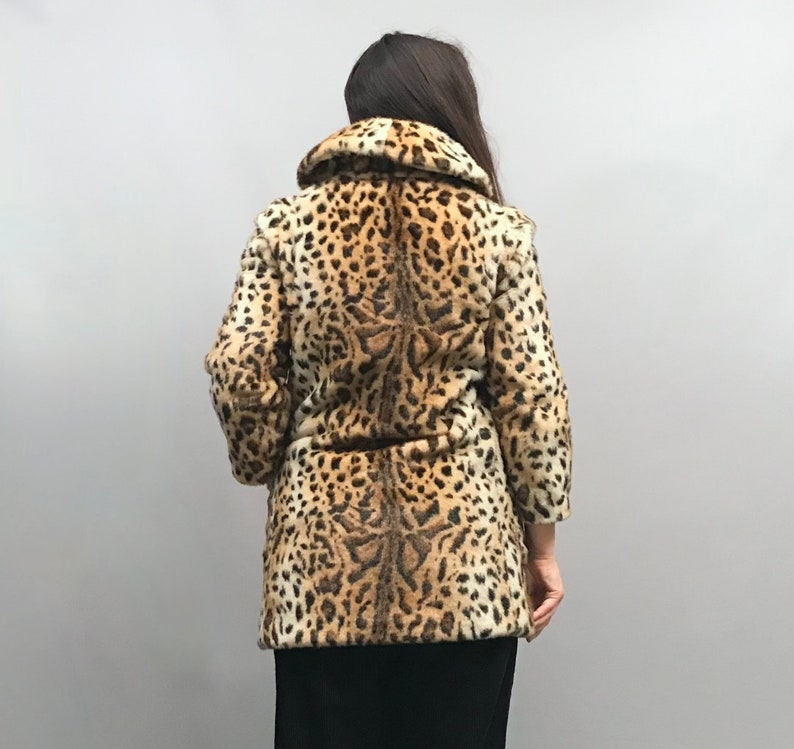 Vintage FAUX Fur leopard print coat Made by Top Shop image 9