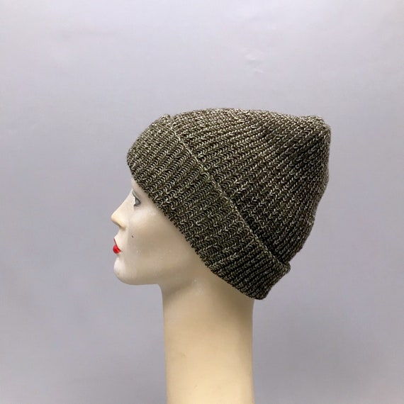 Woodland Camo / Olive Green and Grey Marl Knitted Beanie Hat, Fishermans  Hat 