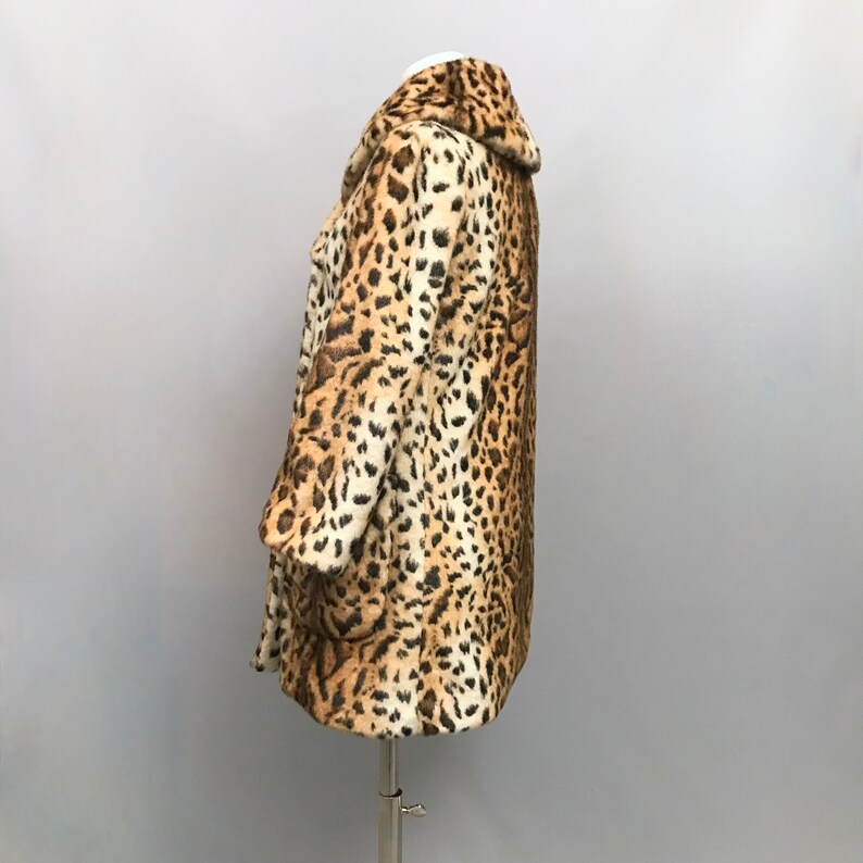 Vintage FAUX Fur leopard print coat Made by Top Shop image 6