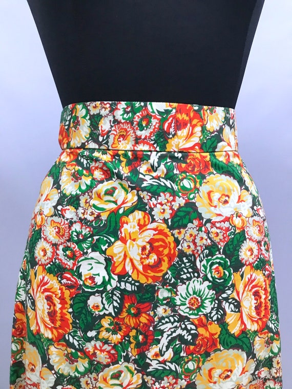 1970s handmade floral print cotton maxi skirt, ne… - image 4