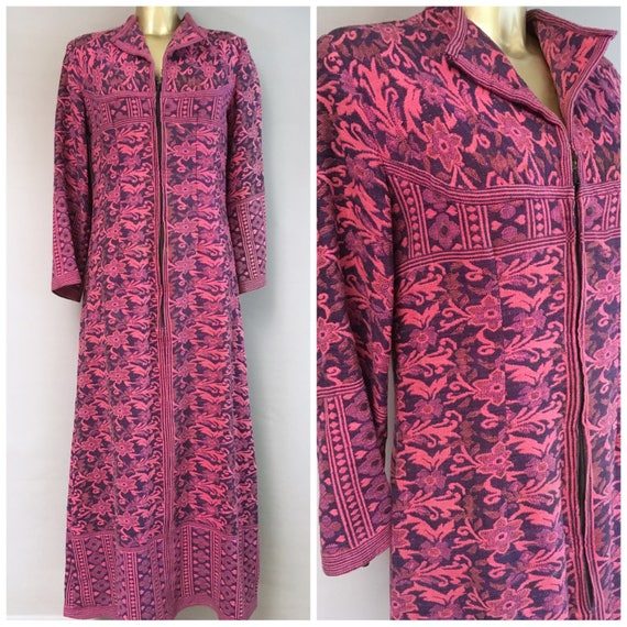 1970s pink handwoven cotton maxi Kaftan size uk 1… - image 1