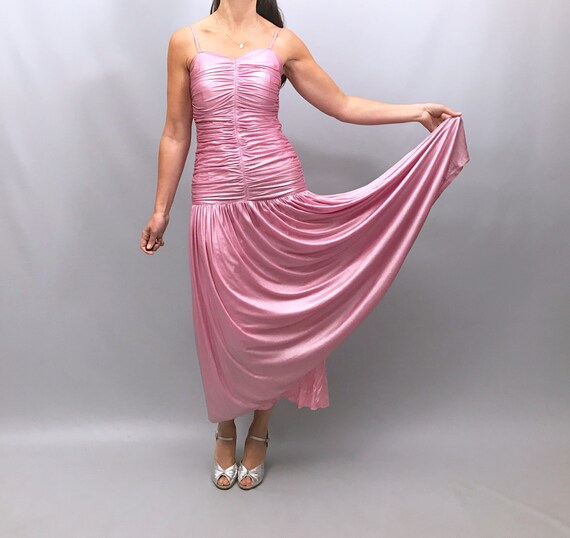 1980s shiny pink pearlescent prom dress size 10 uk - image 7
