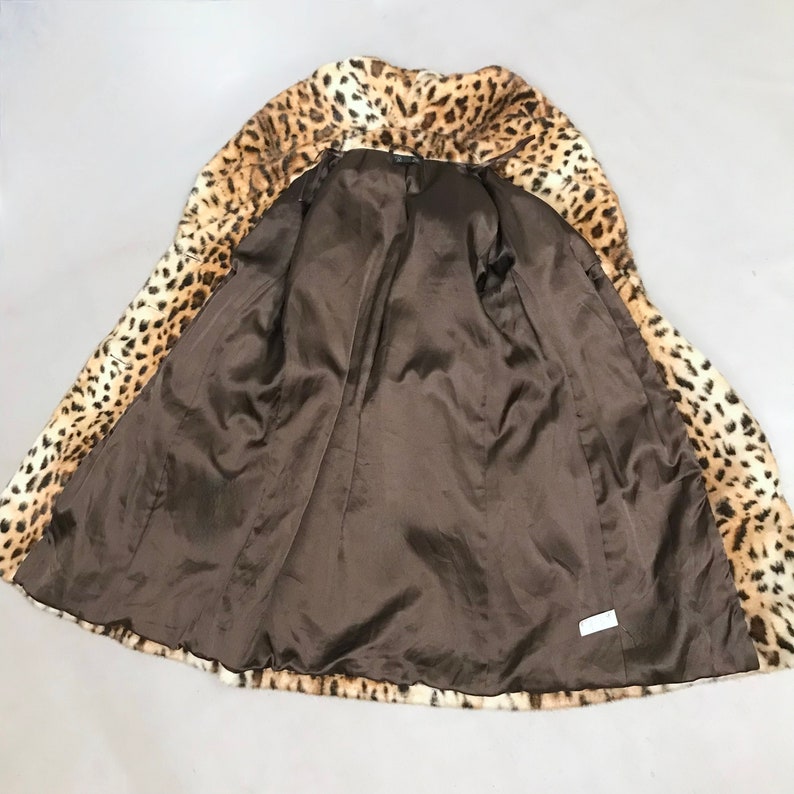 Vintage FAUX Fur leopard print coat Made by Top Shop image 10