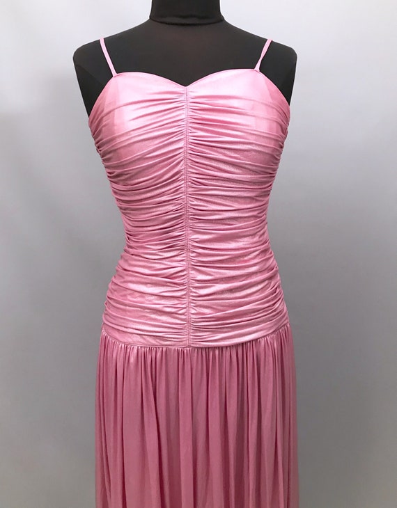 1980s shiny pink pearlescent prom dress size 10 uk - image 4
