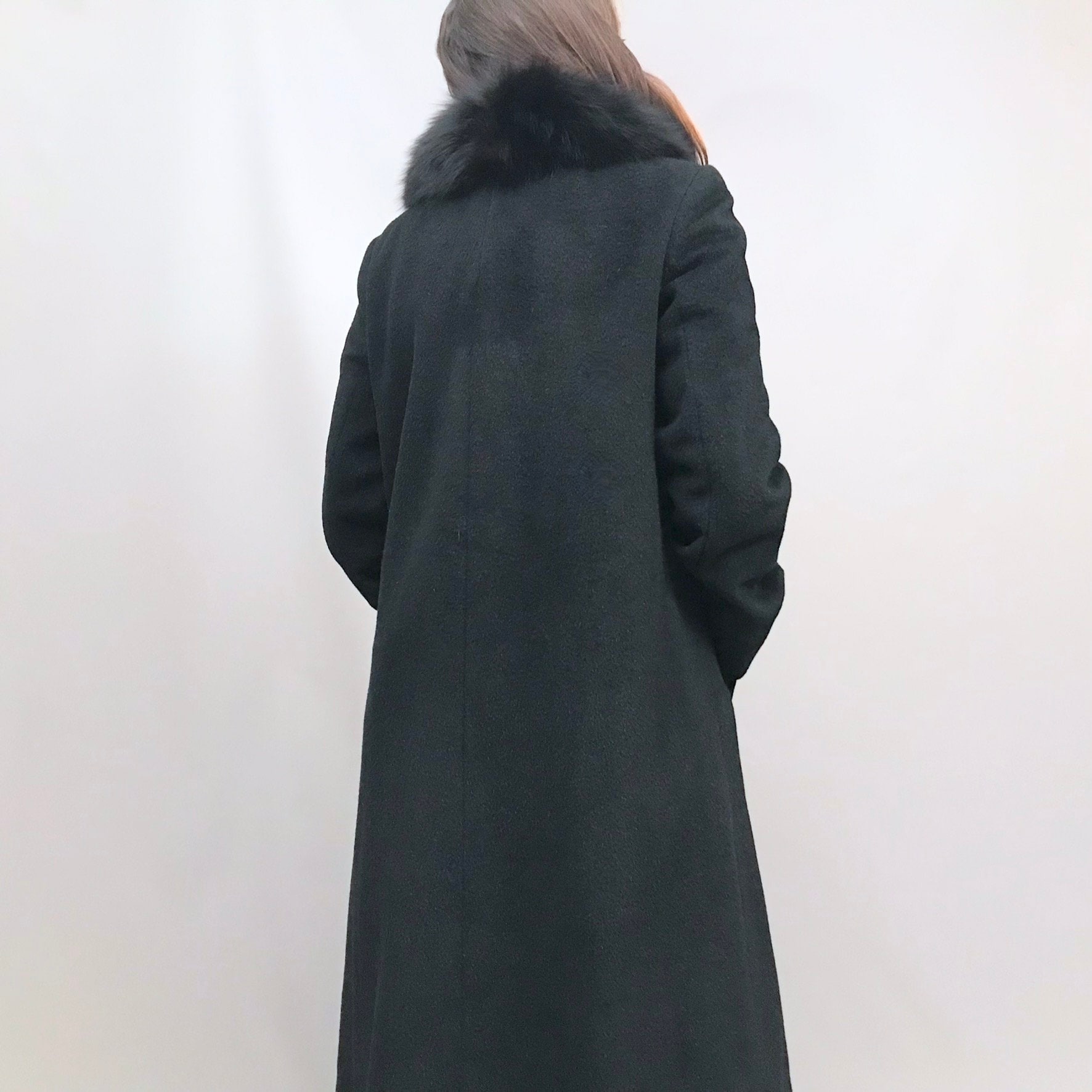 1960s Black Wool Coat With Sheepskin Collar Made in Paris Etsy
