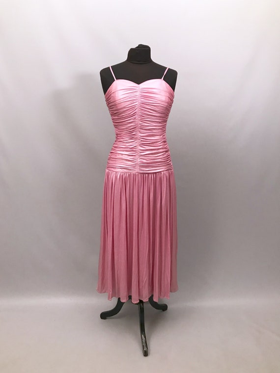 1980s shiny pink pearlescent prom dress size 10 uk - image 3