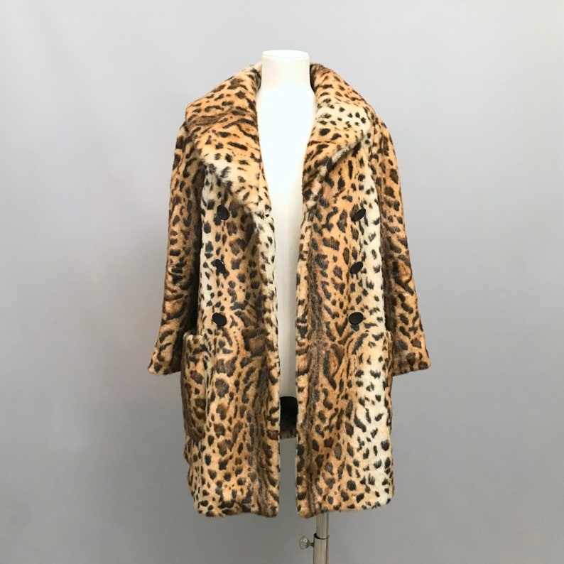 Vintage FAUX Fur leopard print coat Made by Top Shop image 4