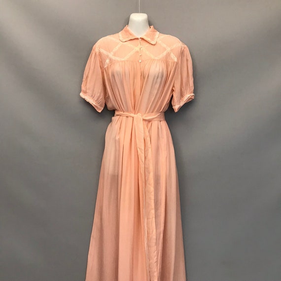 Original 1940s coral pink Silk Chiffon night gown