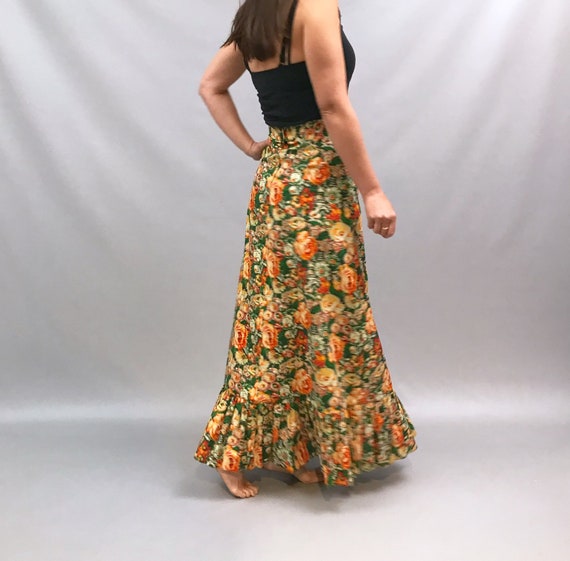 1970s handmade floral print cotton maxi skirt, ne… - image 8