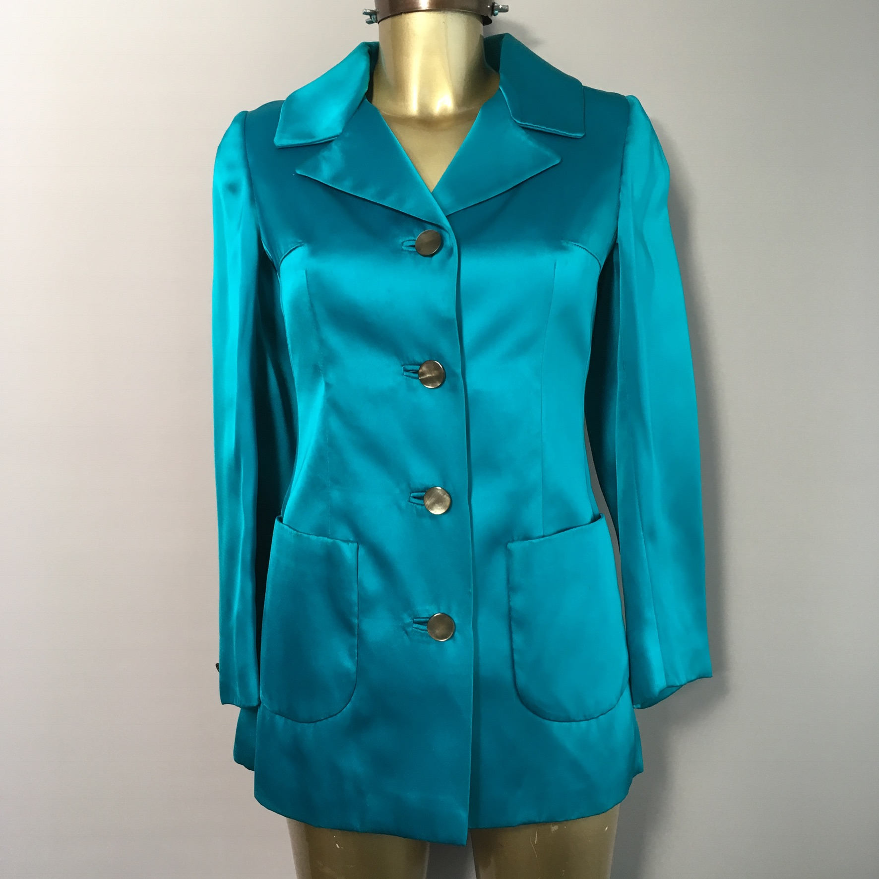 Stunning 1960s Turquoise Blue Satin Jacket Size 8uk | Etsy UK