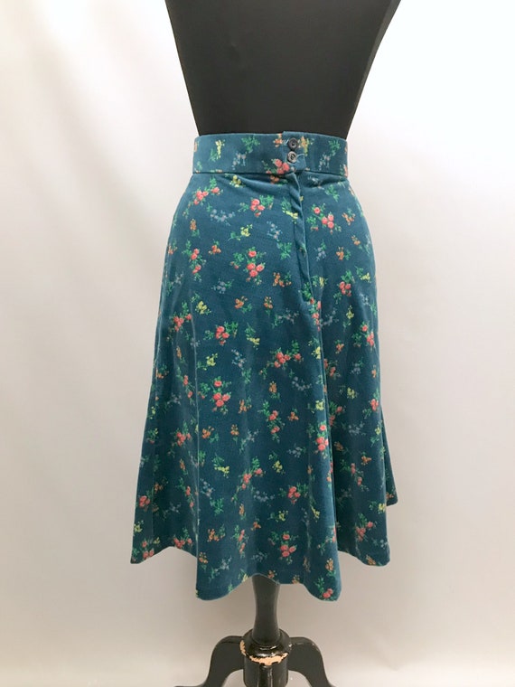 1970s Teal blue velvet 2 piece suit - skirt and j… - image 3