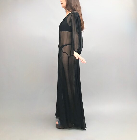 Original 1930s Black Silk Chiffon gown / dress/ a… - image 6