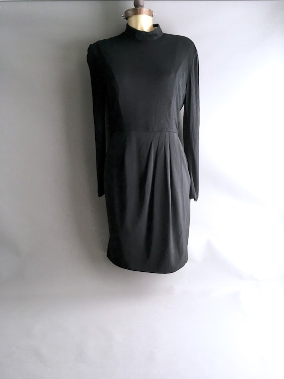 1990s Karl Lagerfeld Black viscose jersey dress l