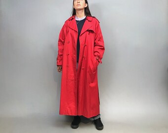 red burberry coat
