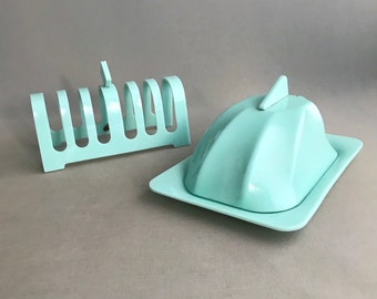 Vintage Dome Products Plastic Butter Dish & Toast Rack, 1950s Kitchenalia