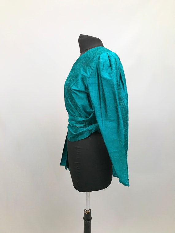 Beautiful 1980s Jade silk Vintage Viyella Blouse … - image 7