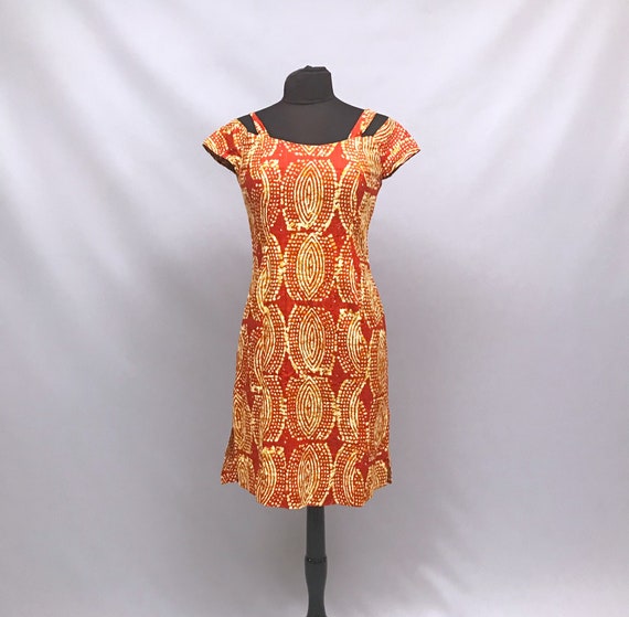 1980s cotton batik African print handmade dress - image 2