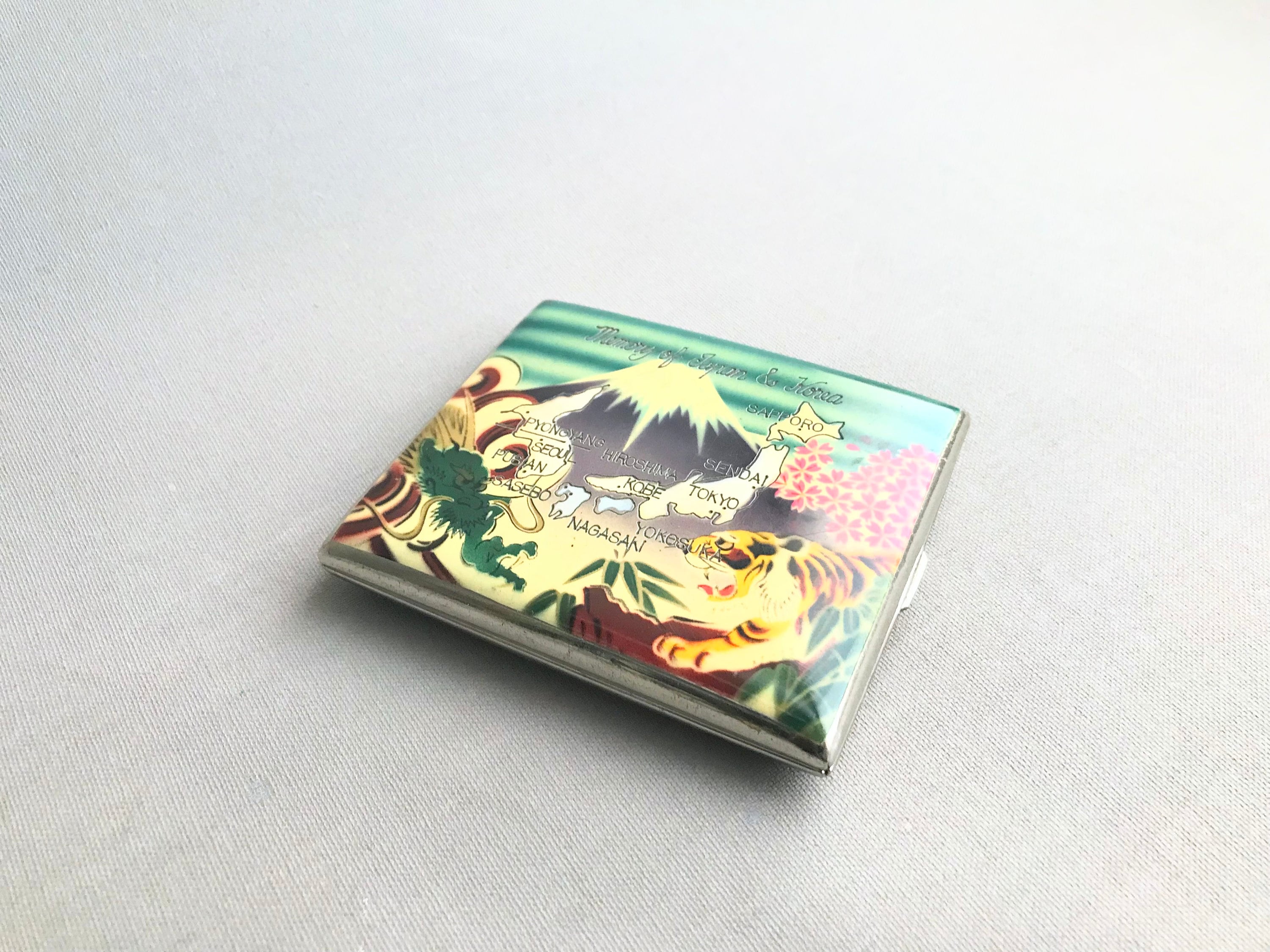 memory of japan and korea cigarette case Beautiful 'memory of Japan and Korea' Design Enamelled Cigarette Case With  Fabric Bag / Mount Fuji Pictured