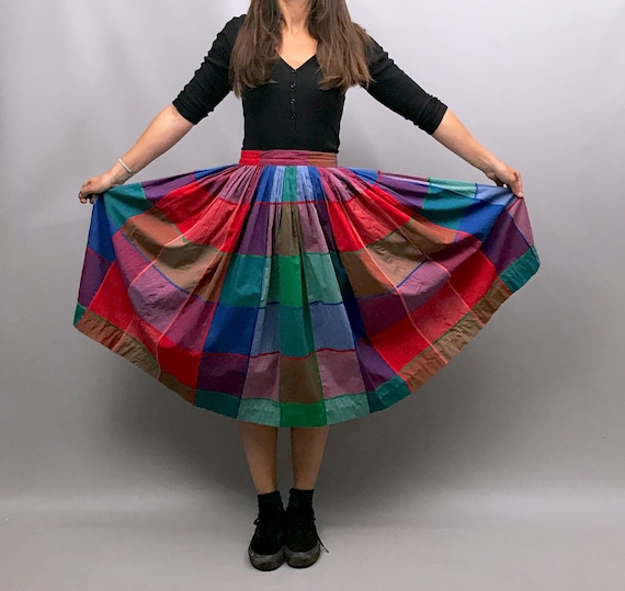 1950 handmade checkered full circle skirt