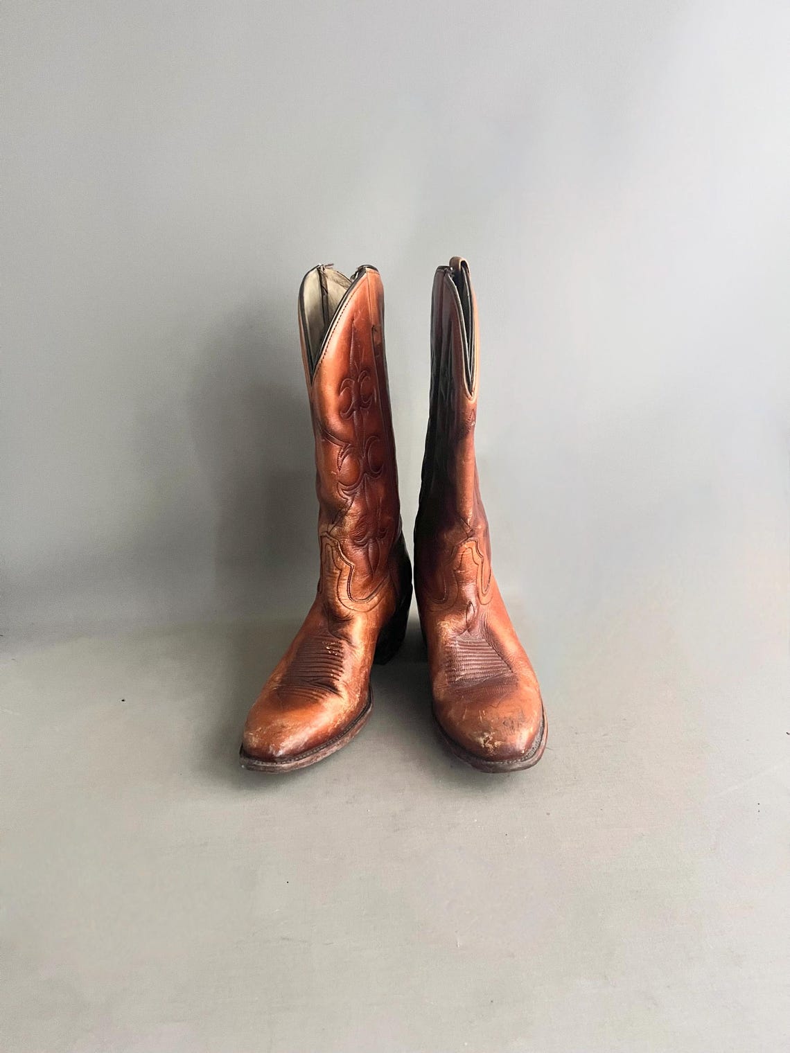 Tan Leather Cowboy Boots, Western Style, Size 10 D (US) / 8 (UK), foto 2 de 5