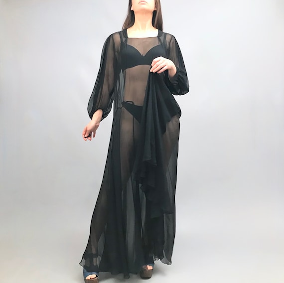 Original 1930s Black Silk Chiffon gown / dress