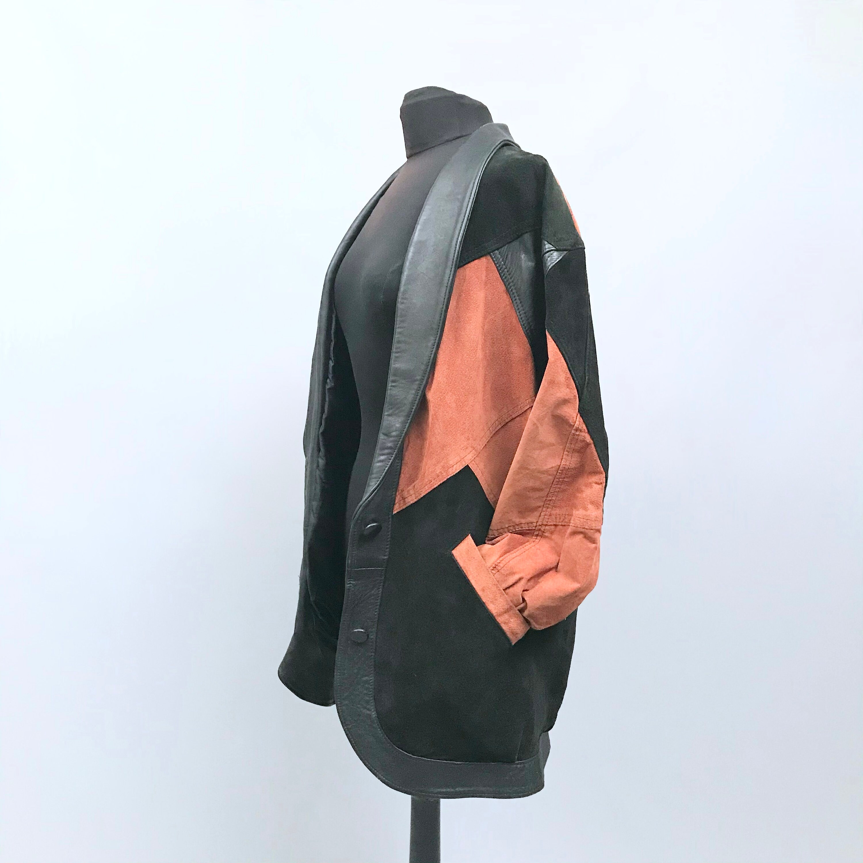 Image of Amazing S Two Tone Suede Jacket in Rust Red & Black Size  Uk