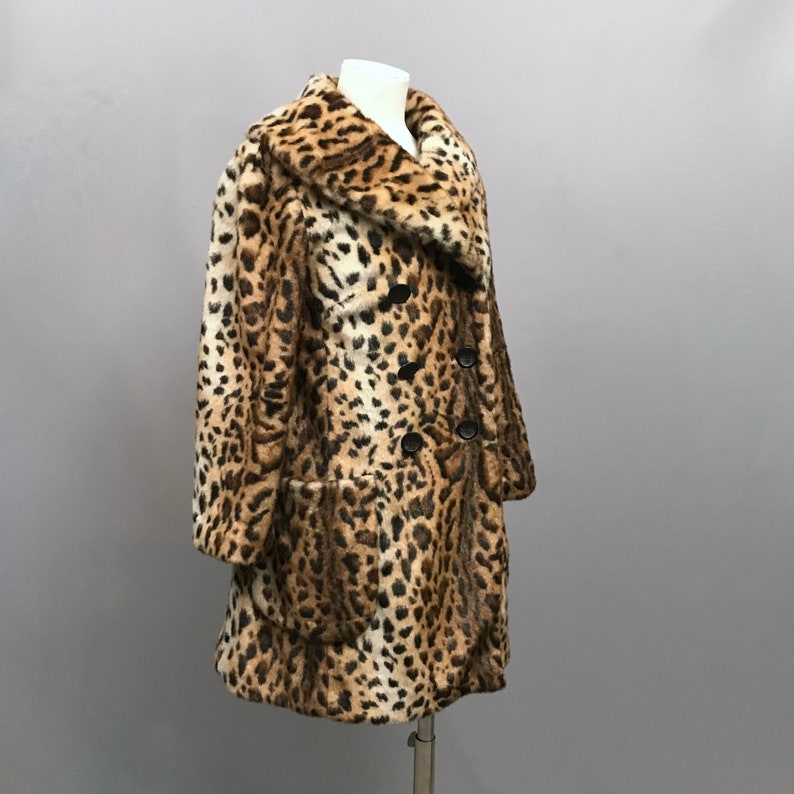 Vintage FAUX Fur leopard print coat Made by Top Shop image 2