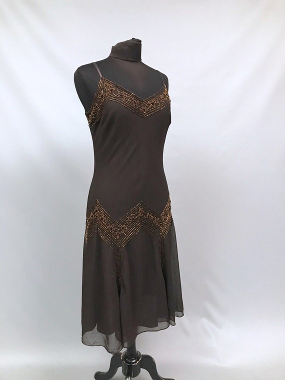 1980s does 1920s style flapper dress in chocolate… - image 6