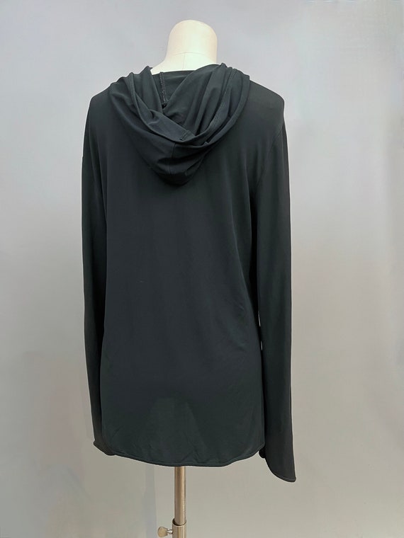 1990s Versace black drapey hoodie / rave top - image 3