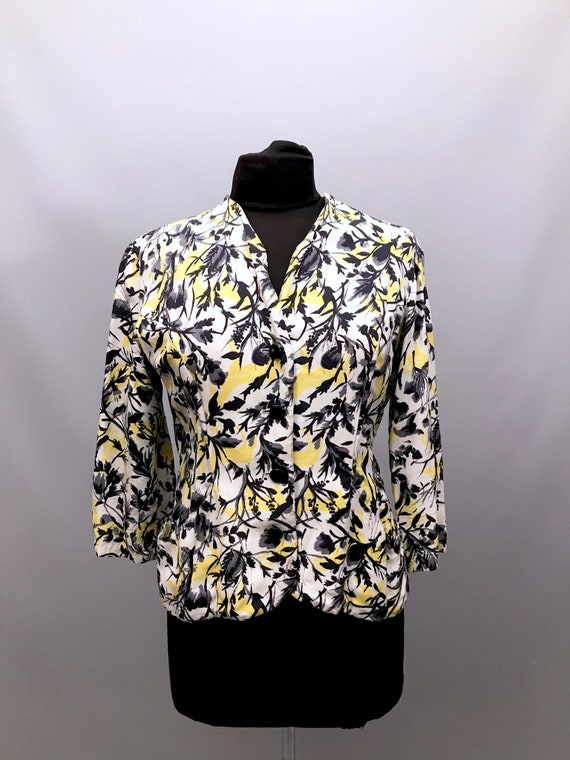 1940s / early 50s button up front  Floral tea dre… - image 6