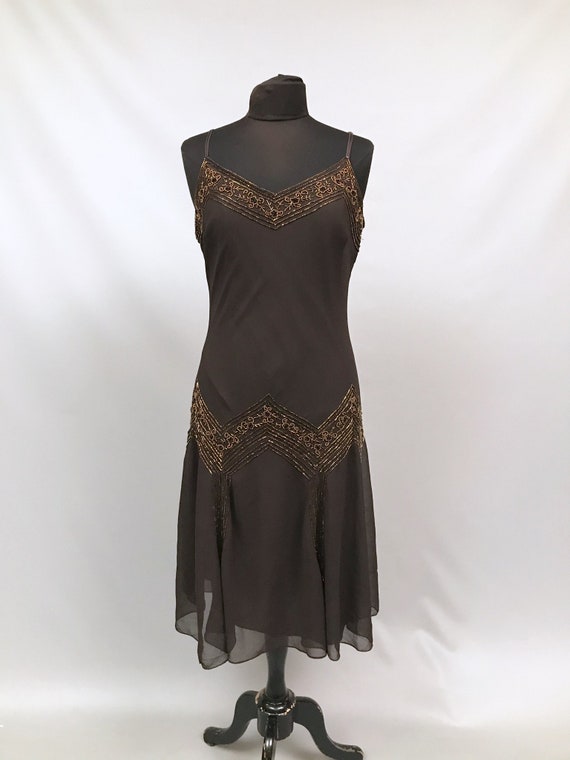 1980s does 1920s style flapper dress in chocolate… - image 5